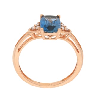 Gin & Grace 10K Rose Gold Real Diamond Anniversary Ring (I1) with
Natural London Blue Topaz