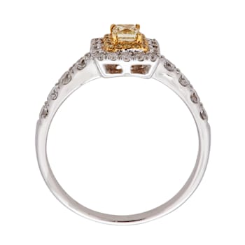 Gin & Grace 18K Triple Tone Gold Real Diamond Ring (I1) with Natural
Yellow Diamond