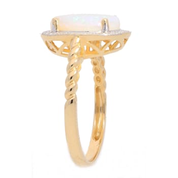 Gin & Grace 14K Yellow Gold Natural Opal & Real Diamond (I1))
Statement Ring