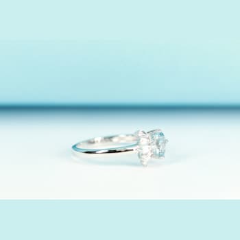 Gin & Grace 18K White Gold Aquamarine Ring with Diamond