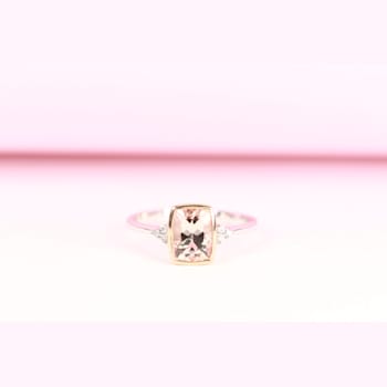 Gin & Grace 14K Two Tone Gold Real Diamond Ring (I1) with Genuine Morganite