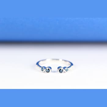 Gin & Grace 18K White Gold Real Diamond Ring (I1) with Natural Blue Sapphire