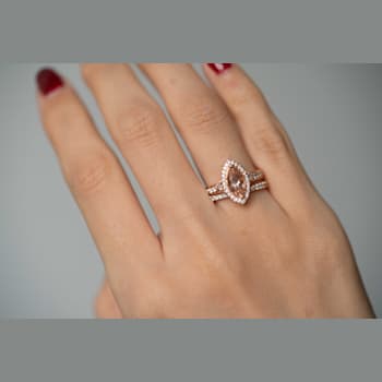 Gin & Grace 14K Rose Gold Real Diamond Ring (I1) with Genuine Morganite