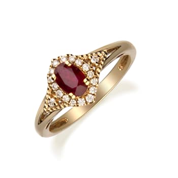 Gin & Grace 10K Yellow Gold Ruby With Diamond Ring