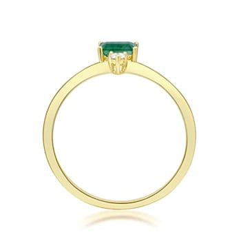 Gin and Grace 14K Yellow Gold Natural Zambian Emerald Ring with Real Diamonds