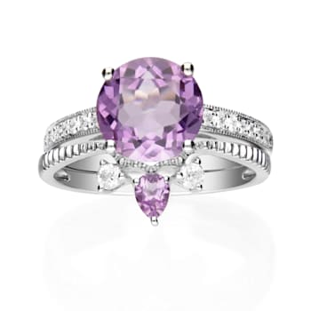 Gin & Grace 14K White Gold Natural Pink Amethyst, Light Pink
Amethyst & Real Diamond (I1,) Ring