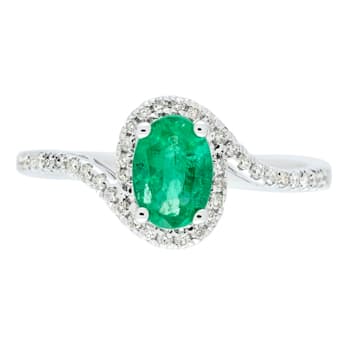 Gin & Grace 14K White Gold Emerald & Diamond Ring
