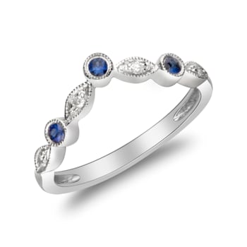 Gin & Grace 14K White Gold Natural Blue Sapphire With Real Diamond
(I1) Ring
