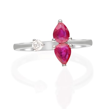 Gin & Grace 18K White Gold Ruby and Diamond Ring