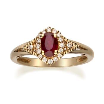 Gin & Grace 10K Yellow Gold Ruby With Diamond Ring