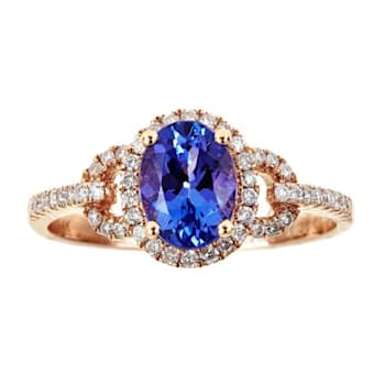 Gin & Grace 14K Rose Gold Blue Tanzanite and Diamond Ring