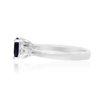 Gin & Grace 18K White Gold Natural Blue Sapphire With Diamond (I1) Ring