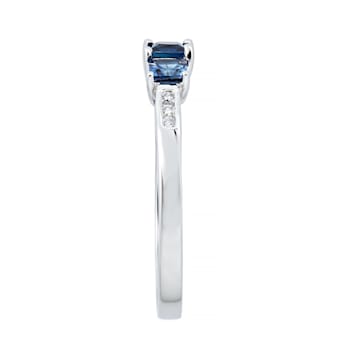 Gin & Grace 14K White Gold Blue Sapphire Ring with Diamond