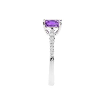 Gin & Grace 10K White Gold Purple Amethyst and Diamond Ring