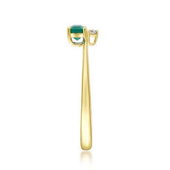 Gin and Grace 14K Yellow Gold Natural Zambian Emerald Ring with Real Diamonds