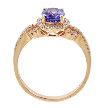 Gin & Grace 14K Rose Gold Blue Tanzanite and Diamond Ring