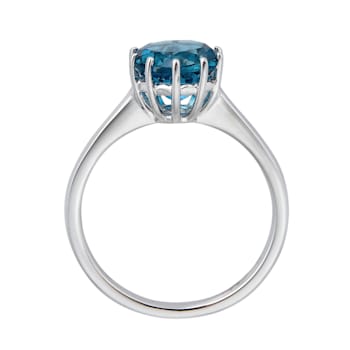 Gin & Grace 10K White Gold Solitaire Eternity Ring (I1) with Genuine
London Blue Topaz