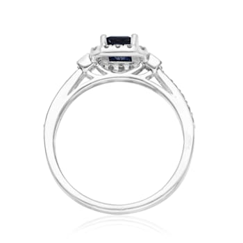 Gin & Grace 14K White Gold Diamond Ring with Blue Sapphire