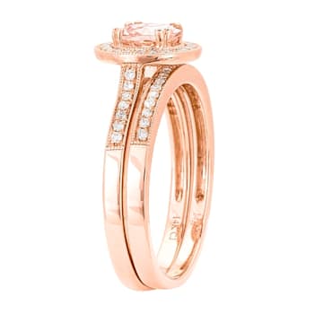 Gin & Grace 14K Rose Gold Real Diamond Engagement Promise Ring (I1)
with Genuine Morganite
