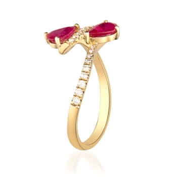 Gin & Grace 10K Yellow Gold Real Diamond Anniversary Eternity Ring
(I1) with Genuine Ruby