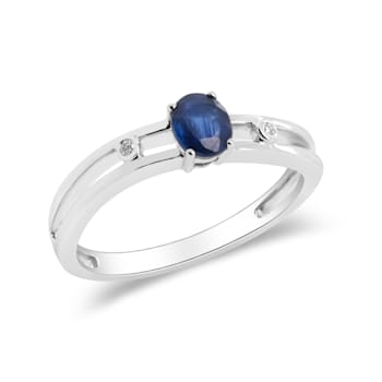 Gin & Grace 14K White Gold Natural Blue Sapphire & Real Diamond
(I1) Ring