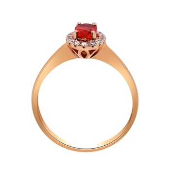 Gin & Grace 14K Rose Gold Real Diamond Anniversary Ring (I1) with
Natural Fire Opal