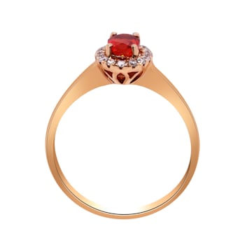 Gin & Grace 14K Rose Gold Real Diamond Anniversary Ring (I1) with
Natural Fire Opal