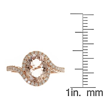 Gin & Grace 14K Rose Gold Genuine Oval Cut Morganite Statement Ring