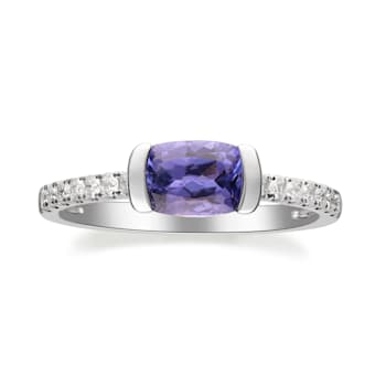 Gin & Grace 14K White Gold Real Diamond Ring (I1) with Genuine
Tanzanite Ring