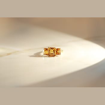 Gin & Grace 14K Yellow Gold Real Diamond Anniversary Ring (I1) with
Natural Citrine 3 Stone