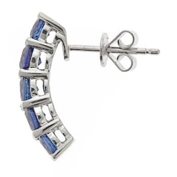 Gin & Grace 14K White Gold Real Diamond(I1) Long Statement Earring
with Natural Blue Sapphire