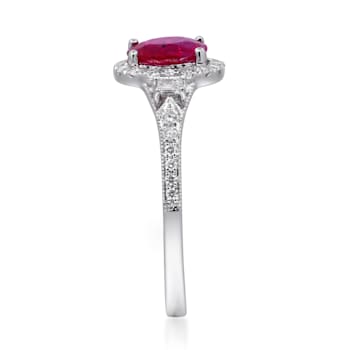 Gin and Grace 14K White Gold Ruby Ring with Diamonds