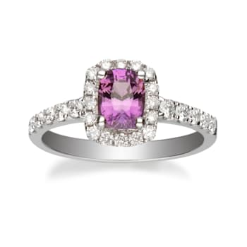 Gin & Grace 18K White Gold Diamond Ring with Sapphire