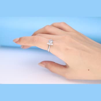 Gin & Grace 18K White Gold Aquamarine Ring with Diamond