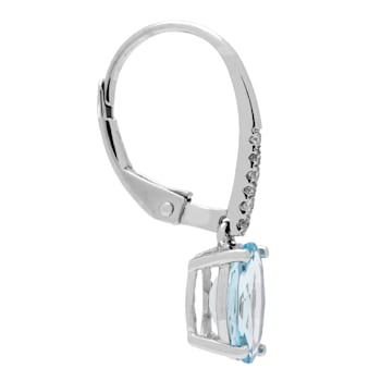 Gin & Grace 14K White Gold Aquamarine Leverback Drop Earring with Diamond