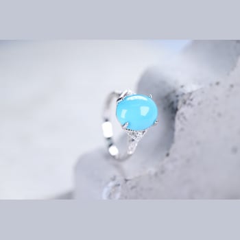 Gin and Grace 14K White Gold Natural Turquoise Ring with Real Diamonds