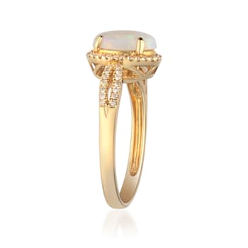 Gin & Grace 14K Yellow Gold Natural Opal Diamond (I1) Twirl Ring
