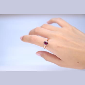 Gin & Grace 10K Rose Gold Real Diamond Ring (I1) with Raspberry
color Natural Rhodolite Garnet