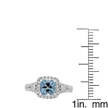 Gin & Grace 14K White Gold Aquamarine Ring with Diamond