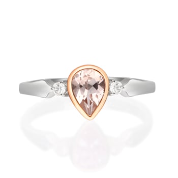 Gin & Grace 14K Two Tone Gold Real Diamond Ring (I1) with Genuine Morganite