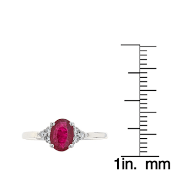 Gin & Grace 10K White Gold Ruby and Diamond Engagement Ring