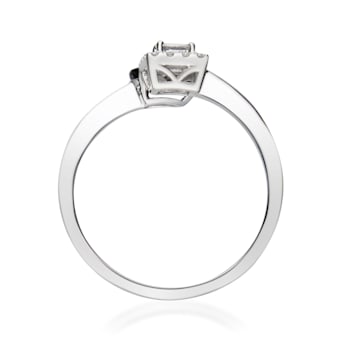 Gin & Grace 18K White Gold Diamond Ring with Blue Sapphire
