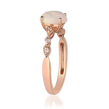 Gin & Grace 14K Rose Gold Opal Ring with Diamond (I1)