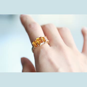 Gin & Grace 14K Yellow Gold Real Diamond Anniversary Ring (I1) with
Natural Citrine 3 Stone