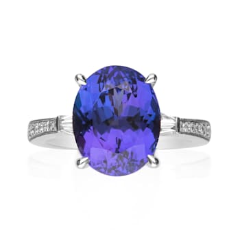 Gin & Grace 14K White Gold Tanzanite with Diamond Ring