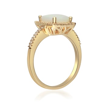 Gin & Grace 14K Yellow Gold Natural Opal & Diamond Engagment
Band Style Ring