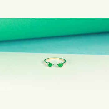 Gin and Grace 14K Yellow Gold Zambian Emerald Ring with Diamonds