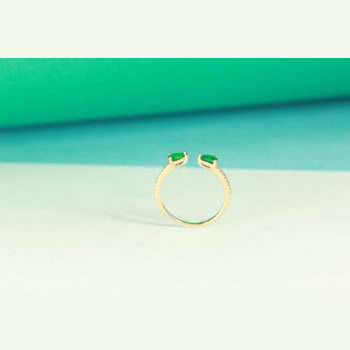 Gin and Grace 14K Yellow Gold Zambian Emerald Ring with Diamonds