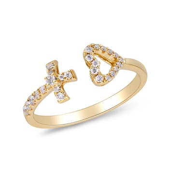 Gin & Grace 14K Yellow Gold Round-cut Real White Diamond (I1) Ring