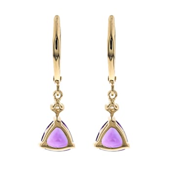 Gin & Grace 14K Yellow Gold Real Diamond LeverBack Earring with Amethyst